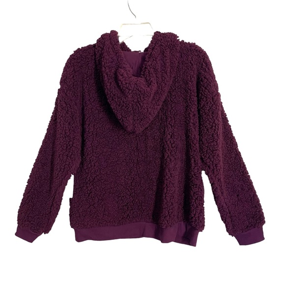 Zella Faux Shearling Pullover Hoodie Kangaroo Pocket Purple Women’s Size Large - Picture 3 of 3